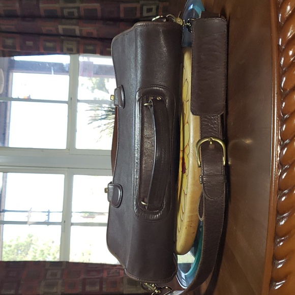 FF Vintage Green Fields Shafmaster Brown Leather Messenger Shoulder Briefcase - Picture 6 of 15